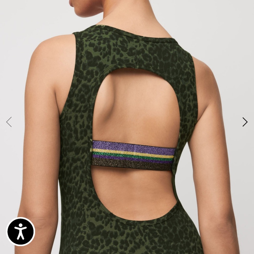Maje and Varley Tallulah All In One Green Leopard Bodysuit - Picture 7 of 8
